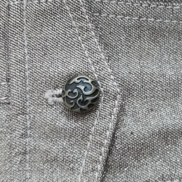 Chico's Gold/Brown Denim Jacket with Embroidery Sz Chico's 1 (Sz 8 or small) - Picture 6 of 14